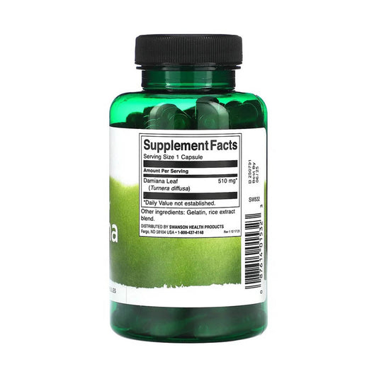 Damiana Leaves, 510mg, Swanson, 100 capsule SW532