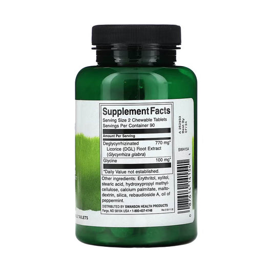 DGL (Extract Lemn Dulce) 385 mg, Swanson, 180 Tablete masticabile SWH154