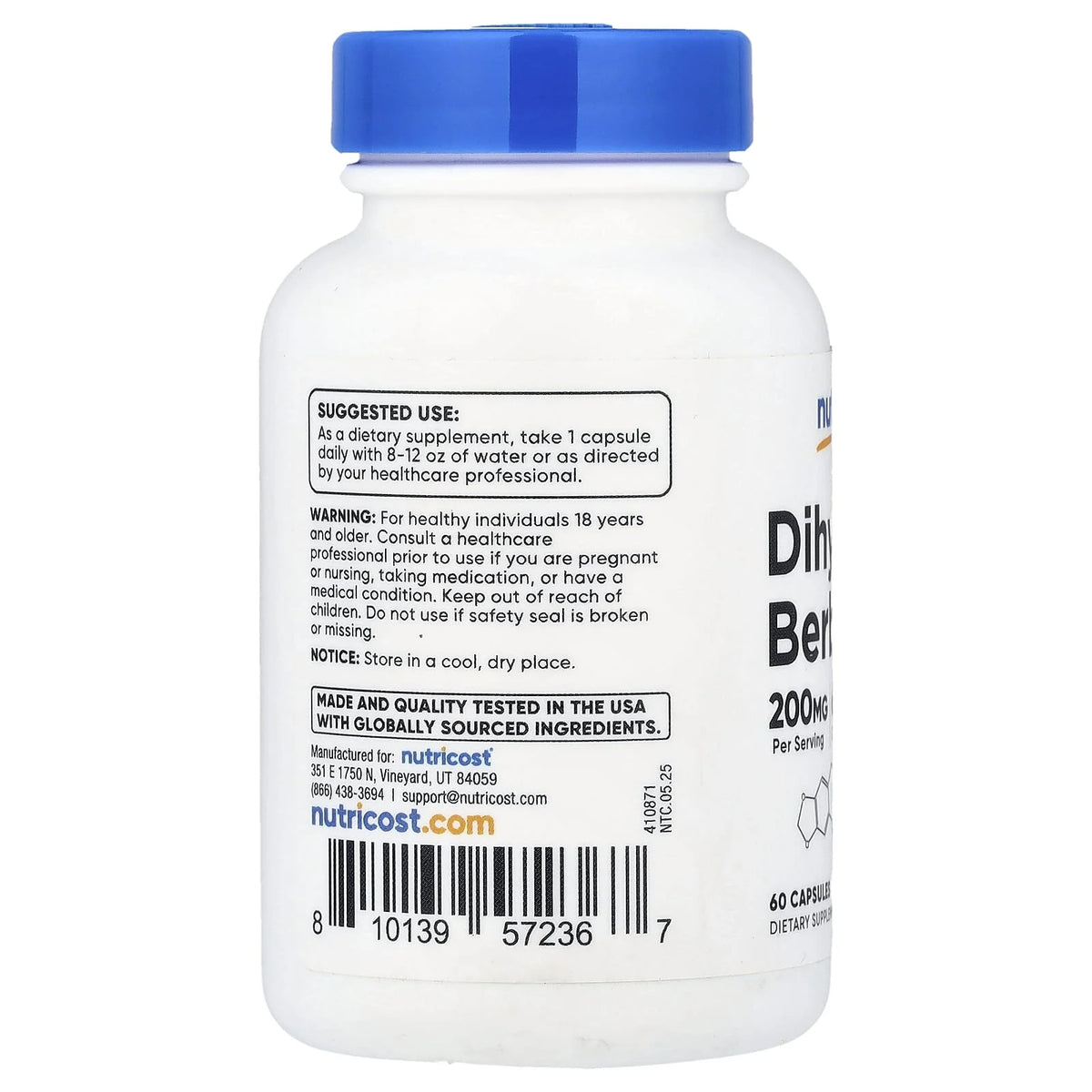 Dihydroberberine, 200 mg, Nutricost, 60 capsule