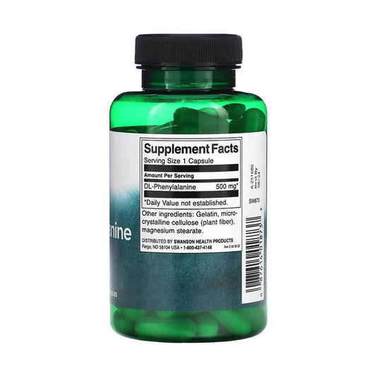 DL-Phenylalanine (Anxietate si Dureri Cronice), 500 mg, Swanson, 100 capsule SW873