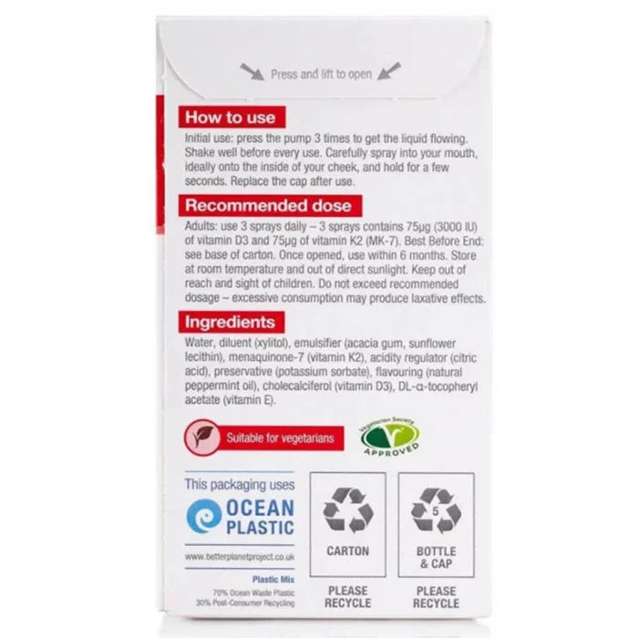 DLux D3000 + K2 Vitamin Oral Spray, BetterYou, 12 ml