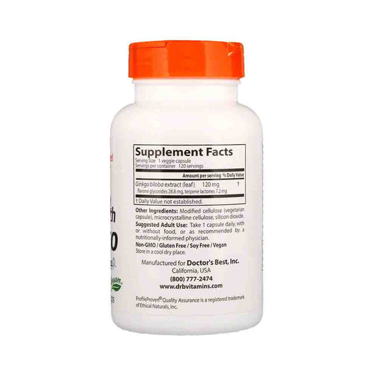 Extra Strength Ginkgo, 120mg, (Ginkgo Biloba), Doctor's Best, 120 capsule