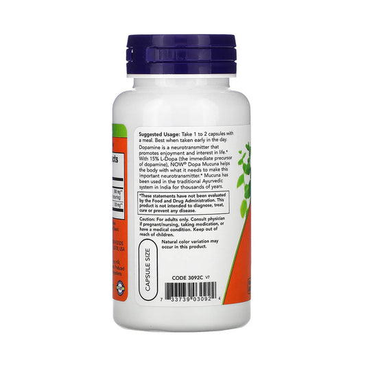 Dopa Mucuna (Dopamina), Now Foods, 90 capsule