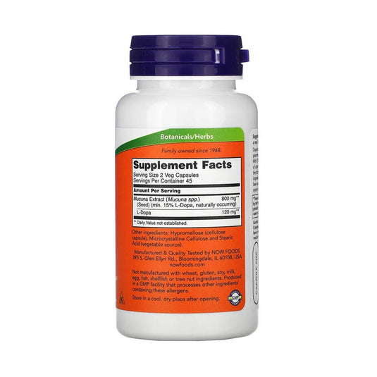 Dopa Mucuna (Dopamina), Now Foods, 90 capsule