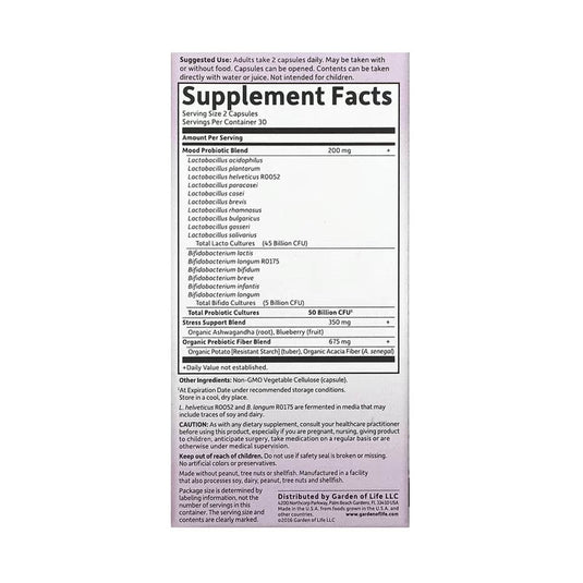 Dr. Formulated Probiotics, Mood+ 50 Billion, Garden of Life, 60 capsule