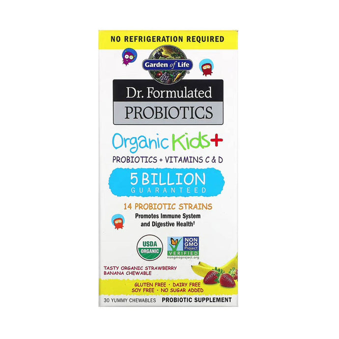 Dr. Formulated Probiotics, Organic Kids +, Garden of Life, 30 drajeuri