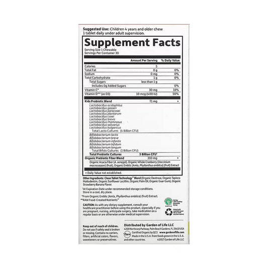 Dr. Formulated Probiotics, Organic Kids +, Garden of Life, 30 drajeuri