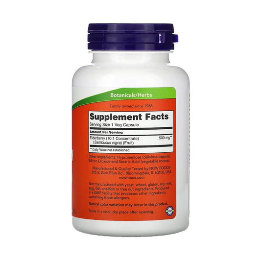 Elderberry 10:1 (Fructe de Soc), 500 mg, Now Foods, 120 capsule