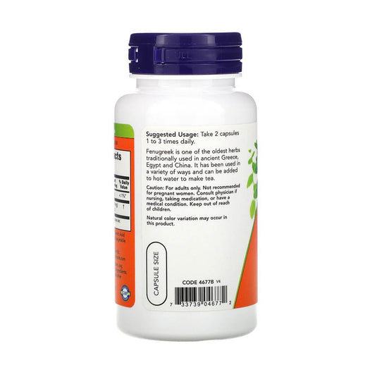 Fenugreek (Schinduf), 500mg, Now Foods, 100 capsule