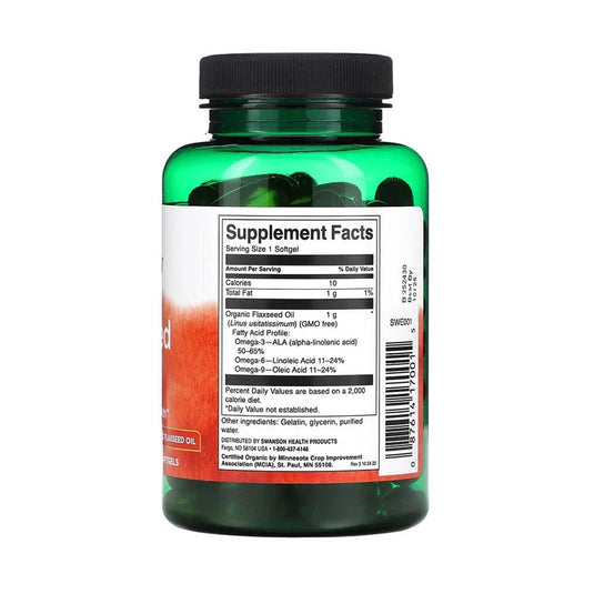 Flaxseed Oil Organic (Ulei Seminte de in), 1000mg, Swanson, 100 Softgels SWE001