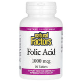 Folic Acid (Vitamina B9), 1000 mcg, Natural Factors, 90 Tablete