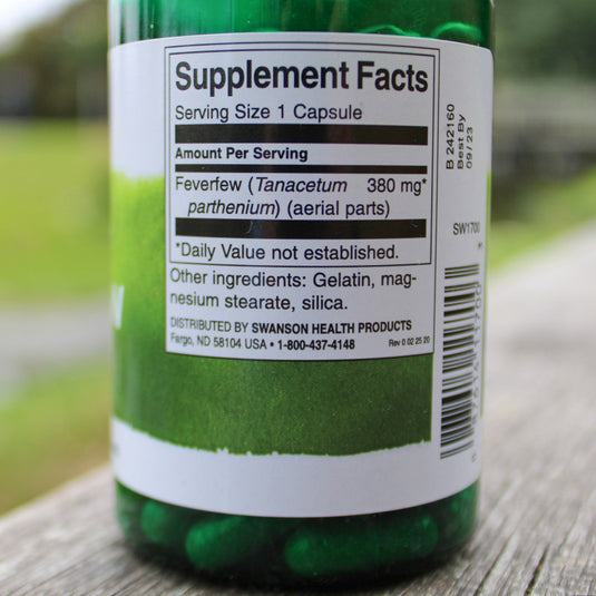 Full Spectrum Feverfew (Spilcuță), 380mg, Swanson, 100 capsule SW1700