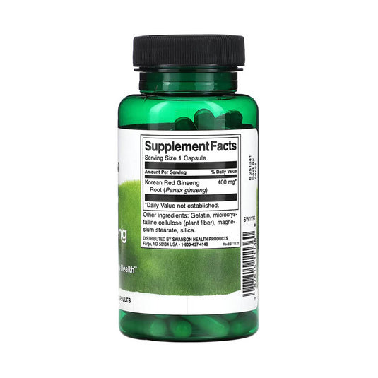 Full Spectrum Korean Red Ginseng Root, 400mg, Swanson, 90 capsule SW1136
