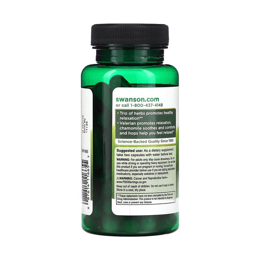 Full Spectrum Valeriana, Mușețel și Hamei, Swanson, 60 capsule SW1665
