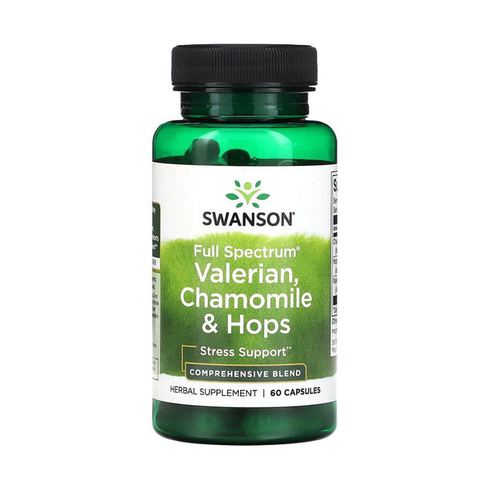 Full Spectrum Valeriana, Mușețel și Hamei, Swanson, 60 capsule SW1665
