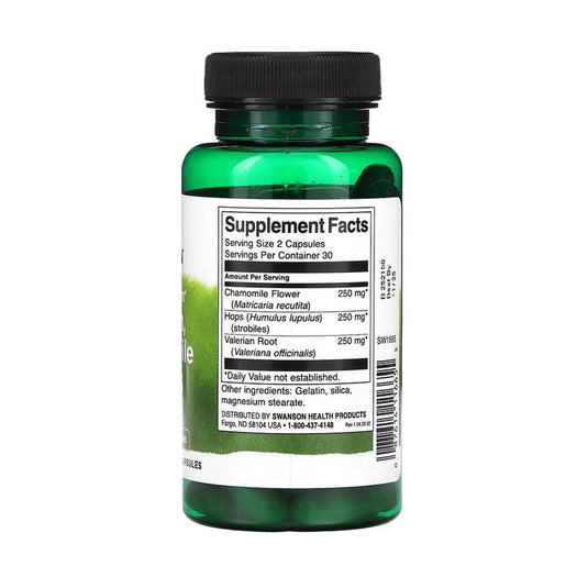 Full Spectrum Valeriana, Mușețel și Hamei, Swanson, 60 capsule SW1665