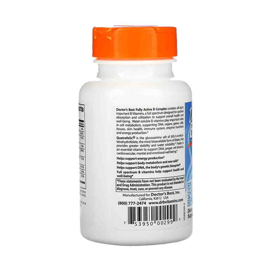 Fully Active B Complex with Quatrefolic, Doctor's Best, 30 capsule