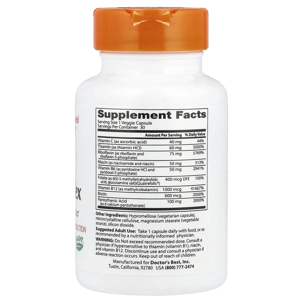 Fully Active B Complex with Quatrefolic, Doctor's Best, 30 capsule