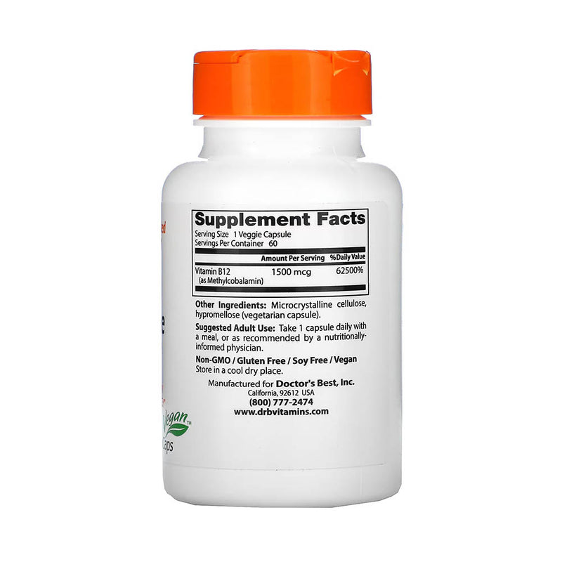 Încărcați imaginea în vizualizatorul Galerie, Fully Active B12 (MetilCobalamina) 1500 mcg, Doctor&#39;s Best, 60 capsule
