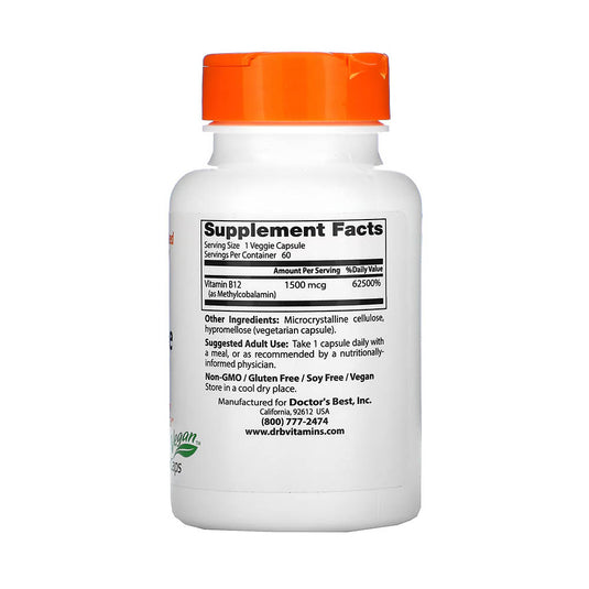 Fully Active B12 (MetilCobalamina) 1500 mcg, Doctor's Best, 60 capsule