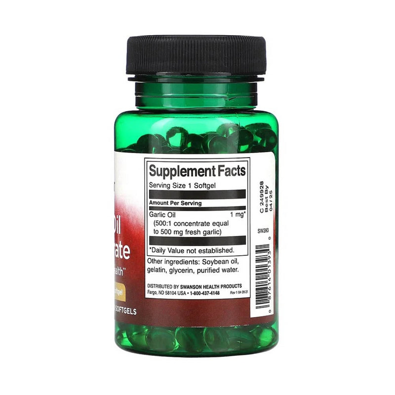 Încărcați imaginea în vizualizatorul Galerie, Garlic Oil (Ulei de Usturoi), 500 mg, Swanson, 250 softgels SW393

