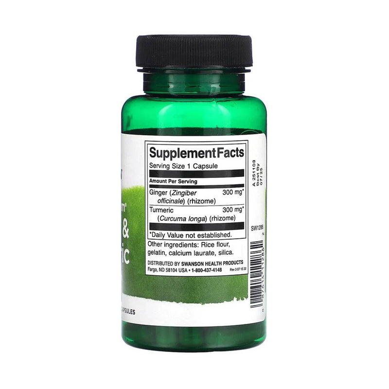 Încărcați imaginea în vizualizatorul Galerie, Ginger &amp; Turmeric Full Spectrum, 300mg, Swanson, 60 capsule SW1286
