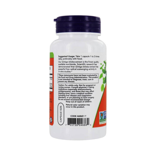 Ginkgo Biloba 60mg, Now Foods, 60 capsule