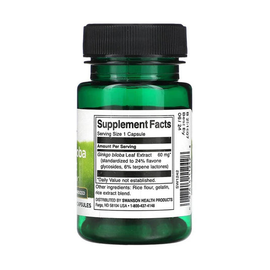 Ginkgo Biloba Extract, 60 mg, Swanson, 30 capsule SW1242