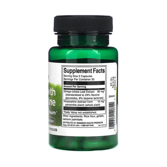 Ginkgo with Vinpocetine Extract, Swanson, 60 capsule SWH074