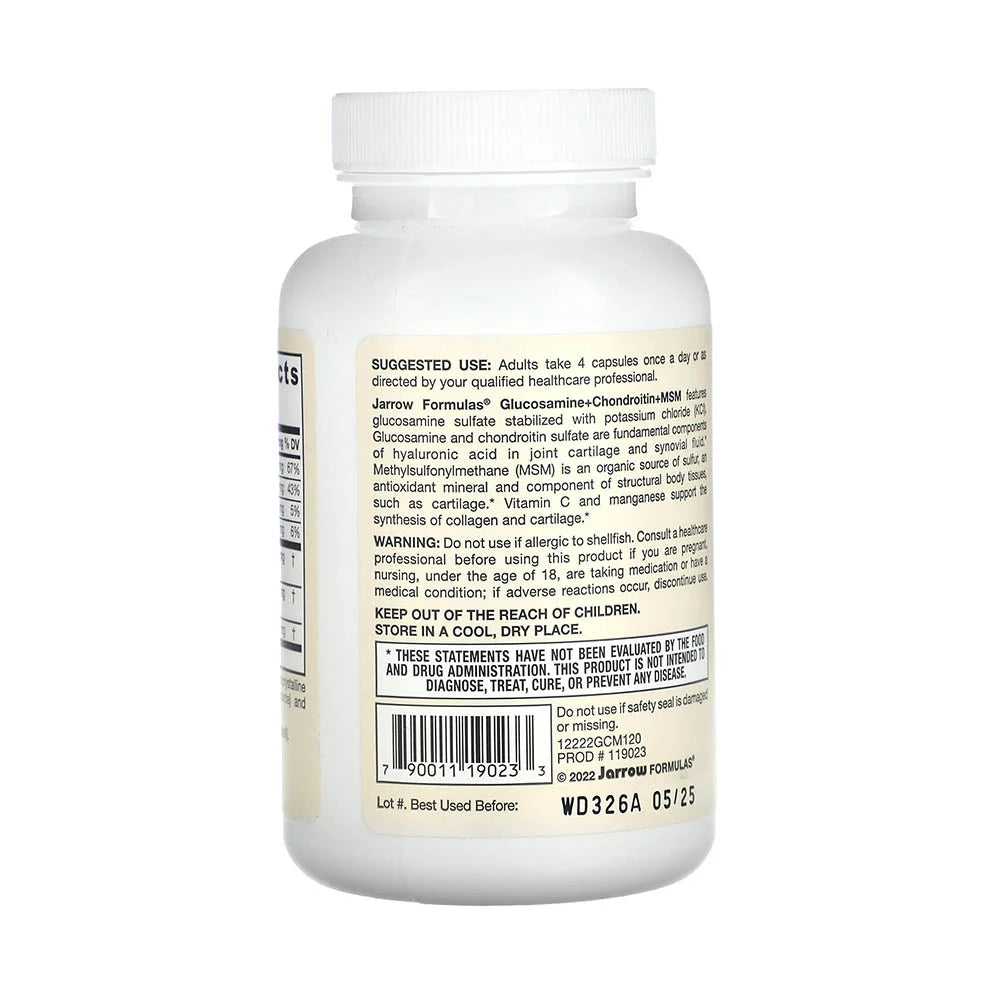 Glucosamine + Chondroitin + MSM, Jarrow Formulas, 120 capsule