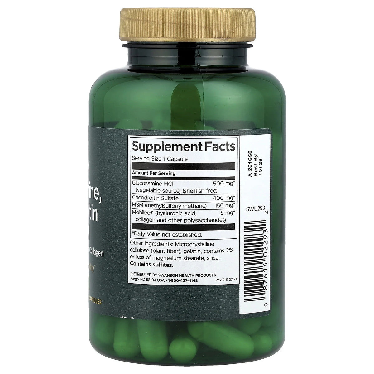 Glucosamine, Chondroitin & MSM with Hyaluronic Acid and Collagen, Swanson, 90 capsule SWU293
