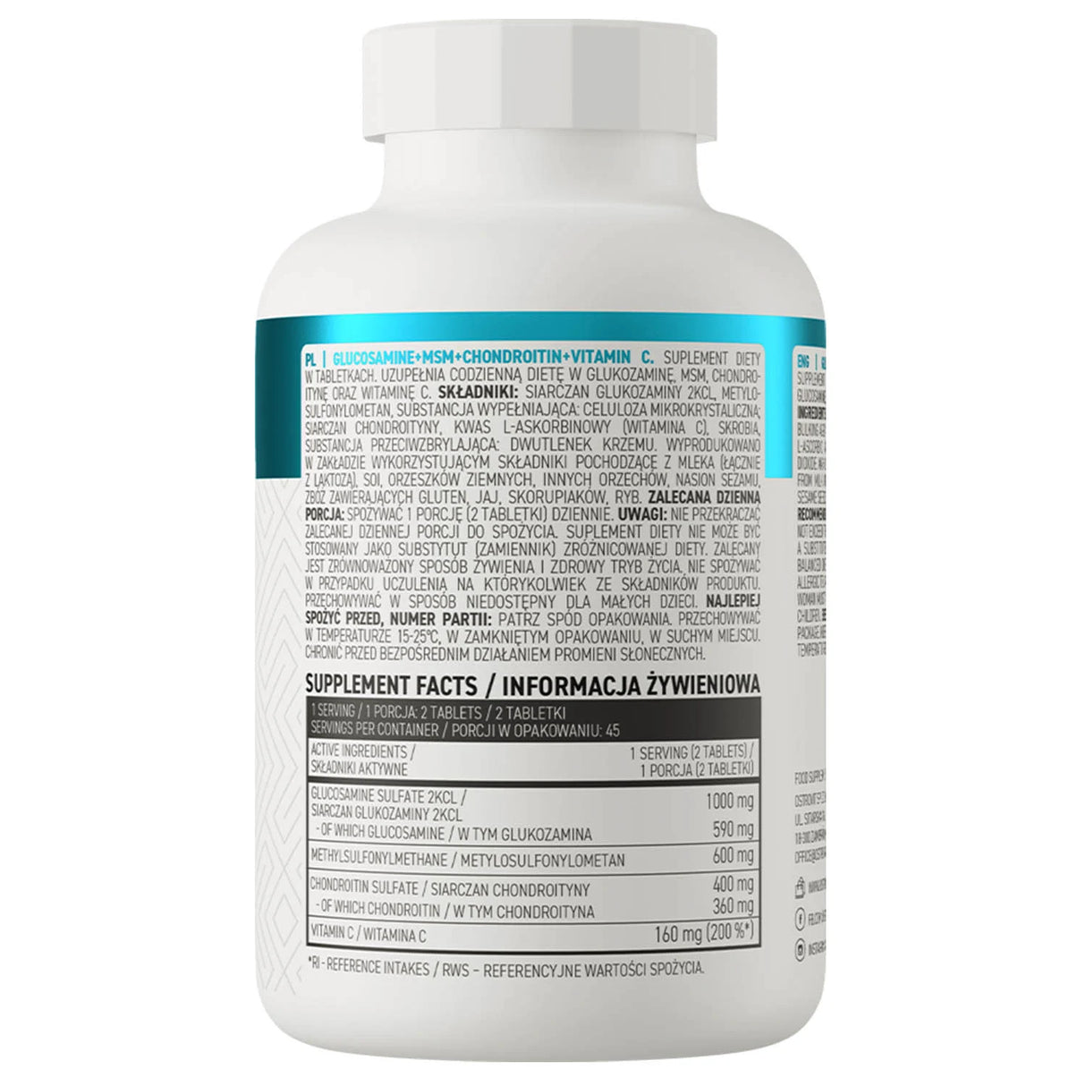 Glucosamine + MSM + Chondroitin + Vitamin C, OstroVit, 90 tablete