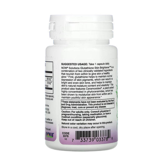 Glutathione Skin Brightener, (Luminozitatea Pielii), Now Foods, 30 capsule