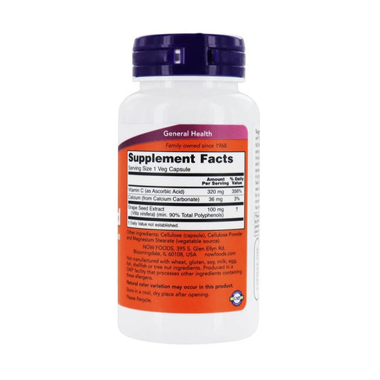 Grape Seed (Extract Seminte Struguri) 100mg, Now Foods, 100 capsule