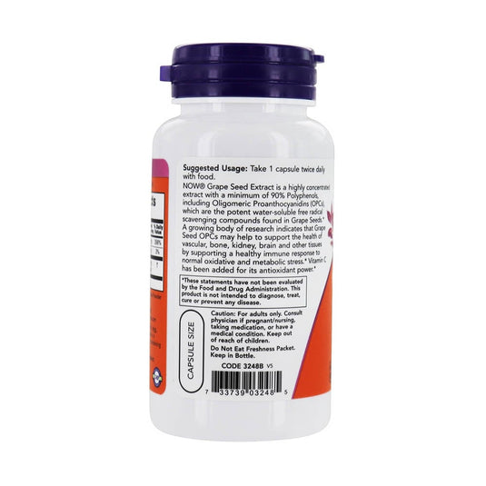 Grape Seed (Extract Seminte Struguri) 100mg, Now Foods, 100 capsule