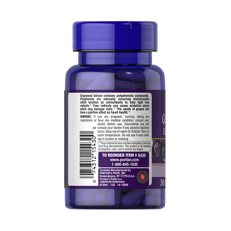 Încărcați imaginea în vizualizatorul Galerie, Grapeseed Extract (Samburi Struguri), 100 mg, Puritan&#39;s Pride, 50 capsule
