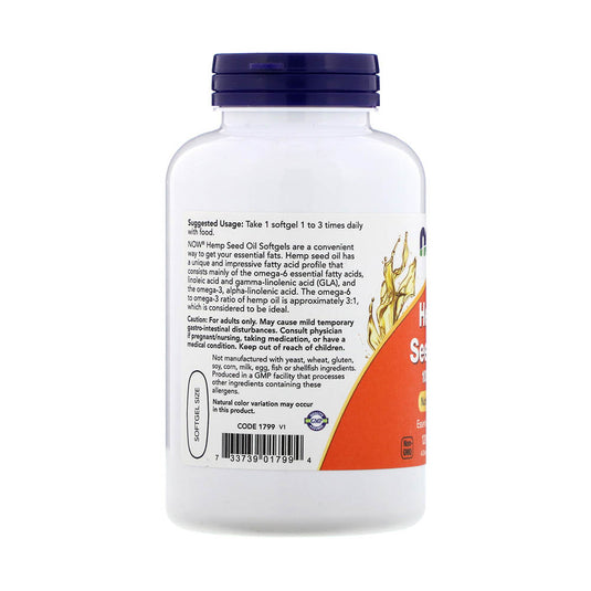 Hemp Seed Oil (Ulei de Canepa), 1000mg, Now Foods, 120 softgels