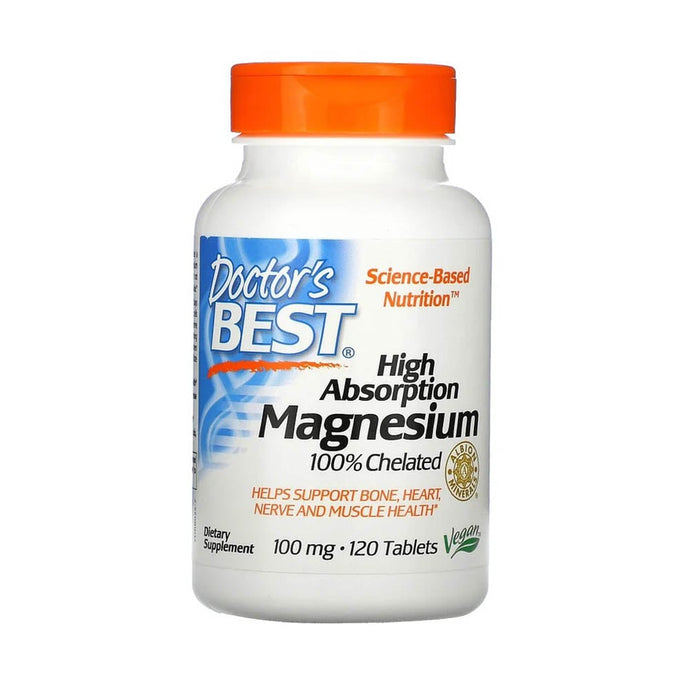 Magnesium Glycinate 100% Chelated, 100mg, Doctor's Best, 120 tablete