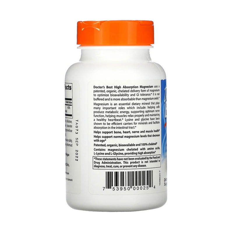 Încărcați imaginea în vizualizatorul Galerie, Magnesium Glycinate 100% Chelated, 100mg, Doctor&#39;s Best, 120 tablete
