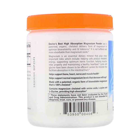 High Absorption Magnesium Chelated, Powder, Doctor's Best, 200g