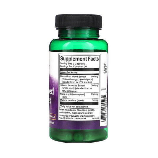 Horny Goat Weed cu Tribulus si Maca, Swanson, 60 capsule SWP028