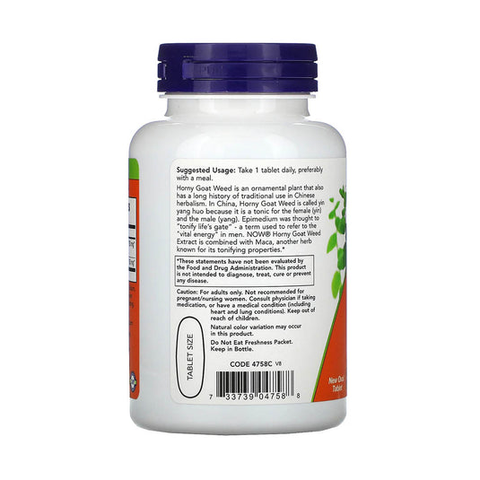 Horny Goat Weed Extract (Iarba Caprei), 750mg, Now Foods, 90 tablete