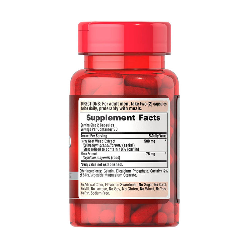 Încărcați imaginea în vizualizatorul Galerie, Horny Goat Weed with Maca 500 mg / 75 mg, Puritan&#39;s Pride, 60 capsule
