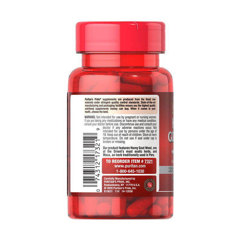 Încărcați imaginea în vizualizatorul Galerie, Horny Goat Weed with Maca 500 mg / 75 mg, Puritan&#39;s Pride, 60 capsule
