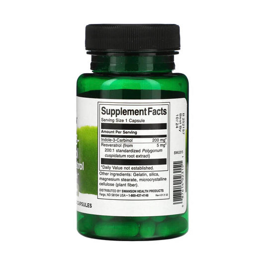 Indole-3-Carbinol with Resveratrol, 200 mg, Swanson, 60 capsule SWU315