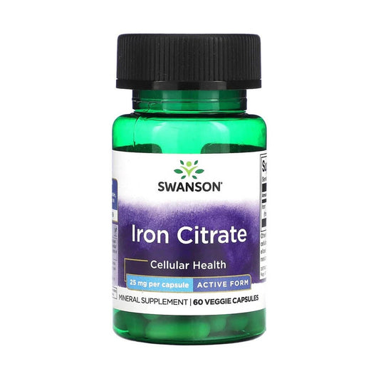 Iron Citrate (Citrat de Fier), 25 mg, Swanson, 60 capsule SW1377