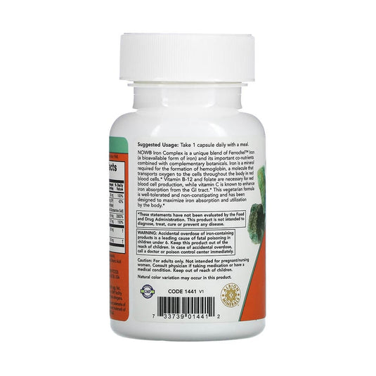 Iron Complex (Fier), Now Foods, 100 capsule
