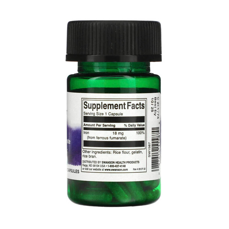 Încărcați imaginea în vizualizatorul Galerie, Iron (Ferrous Fumarate) Fumaratul de Fier 18 mg, Swanson, 60 capsule SW1587
