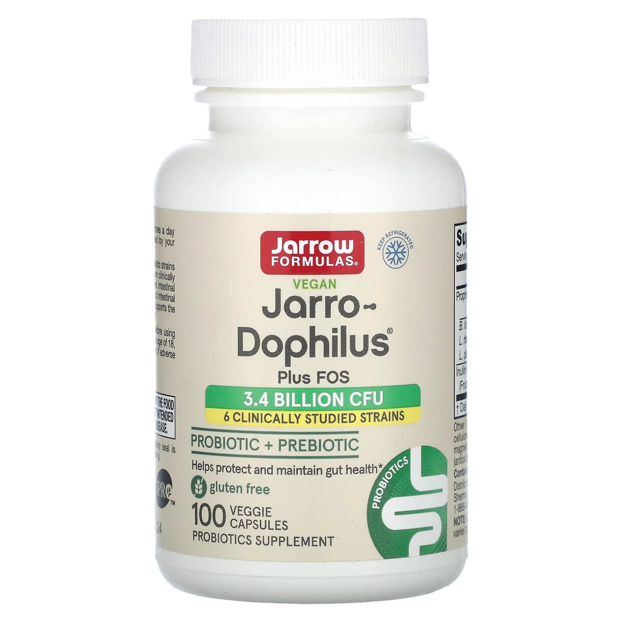 Jarro-Dophilus Plus FOS, 3.4 Billion CFU, Jarrow Formulas, 100 capsule
