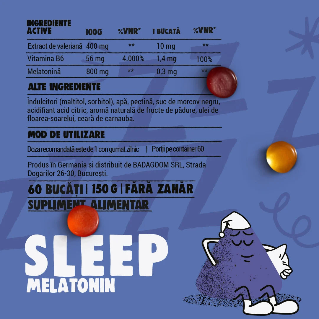 Jeleuri gumate Sleep Melatonin, Badagoom, 60 jeleuri